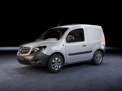 Silver Mercedes Compact Van With Modern Exterior Design And Front View 3d model