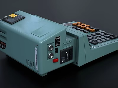 Weapon Control Panel Device With Green Body Buttons Knobs And Ports 3d model