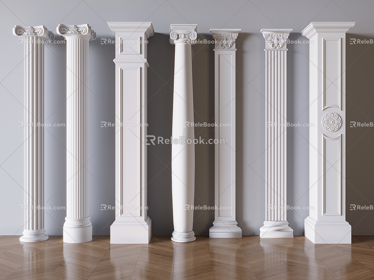 European Classical Roman Column Simple European Column Carved Column Head Column Square Column Roman Column 3d model