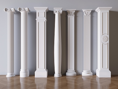 European Classical Roman Column Simple European Column Carved Column Head Column Square Column Roman Column 3d model