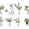 Minimalist Decorative Vases In Different Shapes With Green Foliage Plants