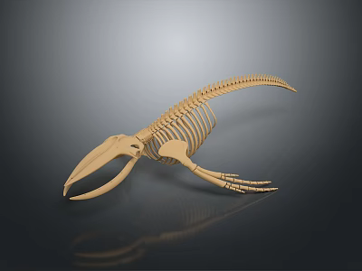 Anatomical Organ Structure of Aquatic Animal Skeleton with Light Color and Dark Background Reflection 3d model