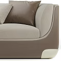 Modern Three Seater Sofa With Beige Upholstery And Brown Decorative Pillows 3d model