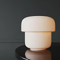 Minimalist White Table Lamp With Round Shape On Black Table Dark Background 3d model