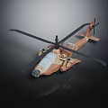 Brown Military Helicopter Model Featuring Black Rotors Transparent Cockpit and Detailed Structure