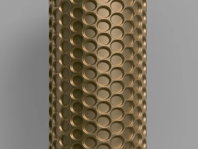 Elegant Golden Decorative Column With Circular Holes Pattern For Modern Interior Design 3d model