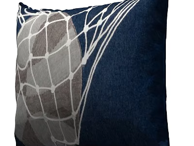 Navy Blue Decorative Pillow With White Mesh Pattern And Gray Accent Design 3d model