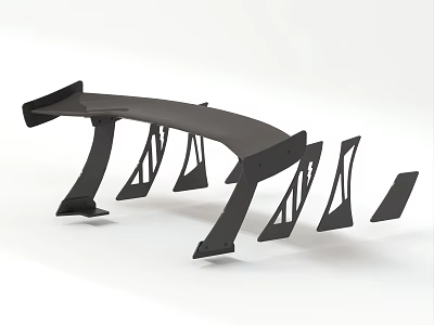 Carbon Fiber Racing Style Rear Spoiler With Aerodynamic Design And Support Brackets 3d model
