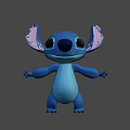 Cute Blue Animated Game Movie Character Stitch With Big Ears Standing