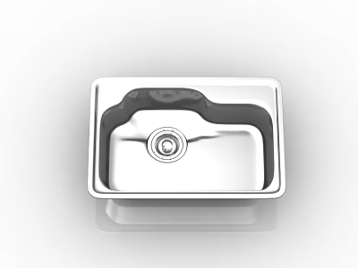 Stainless Steel Single Bowl Kitchen Sink With Square Design And Central Drain 3d model