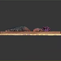 Two Green and Pink Meat Pieces with Purple Flower Garnish Served on Wooden Board