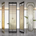 Elegant Modern Room Dividers With Metal Frames And Diverse Patterns For Interior Design 3d model
