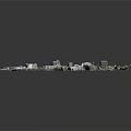 Birds Flying Over Detailed Urban Model in Aerial View with Parks and Buildings