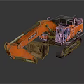 Orange Heavy Duty Construction Excavator With Large Bucket And Tracks
