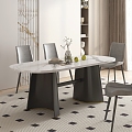 Dining Table and Chair Combination Restaurant Dining Chair Rock Board Dining Table 3d model