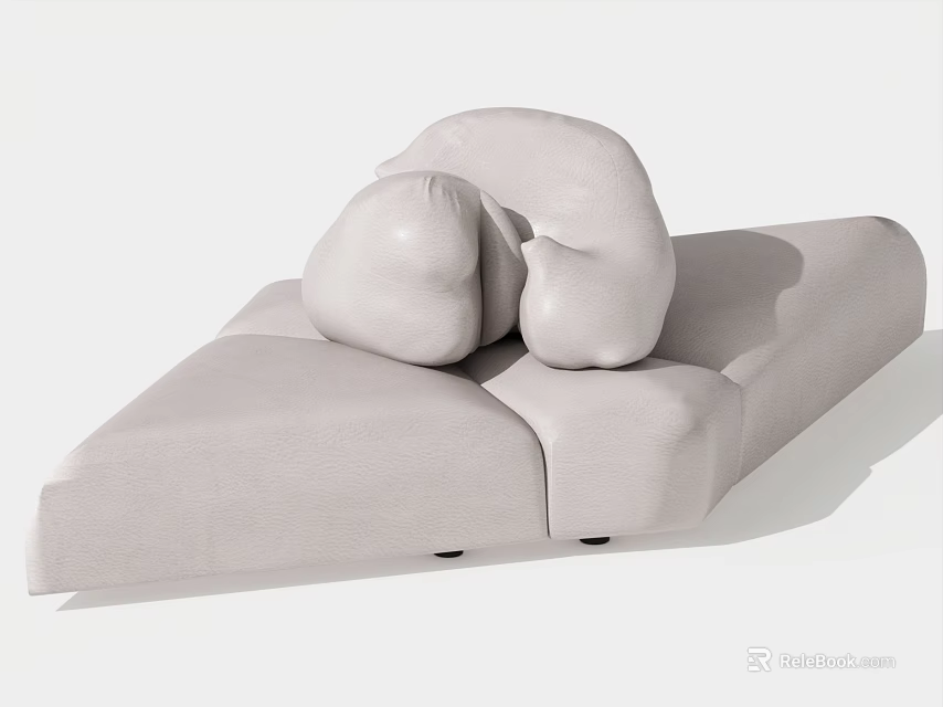 Modern Light Gray Single Sofa With Organic Curved Shape For Minimalist Home Interior 3d model 