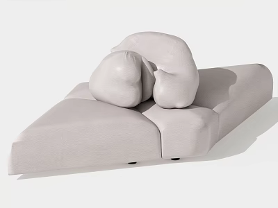 Modern Light Gray Single Sofa With Organic Curved Shape For Minimalist Home Interior 3d model