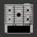 Stainless Steel Kitchen Appliance Gas Range With Multiple Burners And Oven Rack