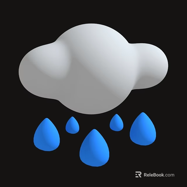 Decorative Ornament Set with White Cloud Shaped and Blue Water Drop Shaped Decor Pieces 3d model 