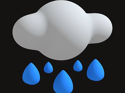 Decorative Ornament Set with White Cloud Shaped and Blue Water Drop Shaped Decor Pieces 3d model