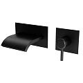 Black Modern Sleek Wall Mounted Faucet With Separate Handle Design And Smooth Finish