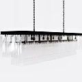 Modern Black Metal Chandelier With Transparent Hanging Glass Strips Design