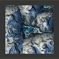 Detailed 3D Mountainous Terrain Model With Snowy Peaks Glaciers and Blue Lakes