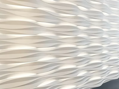White Wavy Textured Wall Design With 3D Curved Patterns And Soft Light Effects 3d model