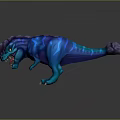 Fierce Blue Dinosaur Game Movie Character With Purple Horns And Sharp Teeth