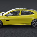 Yellow Coupe Car With Sleek Aerodynamic Design Modern Front Face And Large Wheels