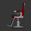 Red Upholstered Modern Barber Chair With White Armrests And Round Base