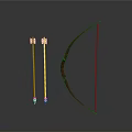 Red Bow and Arrows as Modern Weapon with Sleek Design Display Setup 3d model