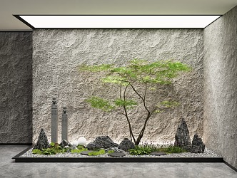 New Chinese Courtyard Sick Plant Combination Landscape Stone 3d model