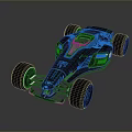 Futuristic Race Car With Blue Neon Lights And Sleek Aerodynamic Design