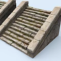Road Infrastructure Stone Steps Featuring Natural Moss Covered Texture 3d model