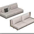 Modern Light Colored Sofa With Wooden Frame And Black Accent Cushion Details