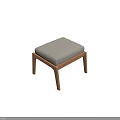 Simple Modern Sofa Stool With Light Wood Frame And Beige Upholstered Seat