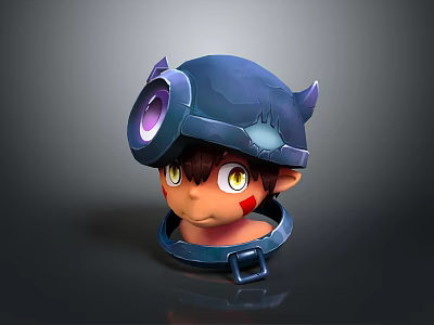 Man With Blue Horned Helmet Single Eye Lens And Yellow Eyes 3D Character Model 3d model Man With Blue Horned Helmet Single Eye Lens And Yellow Eyes 3D Character Model 3d model