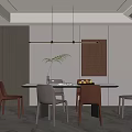 Modern Dining Room Interior With Open Plan Kitchen Design And Stylish Furniture Elements 3d model