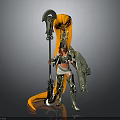 Mythical Warrior Character Wearing Silver Armor With Golden Decorations Orange Hair Giant Axe and Shield