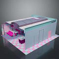 Modern Room Interior With Pink And Blue Checkered Floor Sofa And Coffee Table