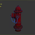 Red Fire Hydrant With Decorative Top And Chain Isolated On Dark Background 3d model