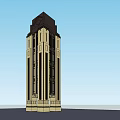 Modern Tower Exterior Architectural Design With Vertical Lines Beige Facade And Dark Roof