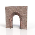 Vintage Red Brick Archway Structure With Detailed Architectural Design Elements 3d model