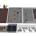 Various Parking Lot Design Layouts With Solar Panels Greenery And Vehicle Spaces