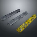 Worn Concrete Road Barriers Featuring Gray And Yellow Surfaces 3d model
