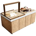 Food Display Cabinet With Wooden Structure Glass Cover And Assorted Dessert Pastries