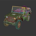 Vintage Green Military Jeep Featuring White Star Emblem Open Top And Classic Off Road Tires