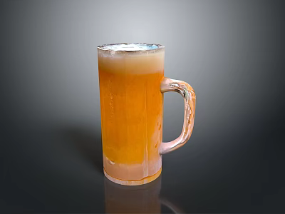 Glass Beer Mug With Handle Filled With Golden Beer And Foam On Dark Surface 3d model