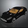 Black Luxury Sports Car With Orange Interior Streamlined Design And Silver Alloy Wheels